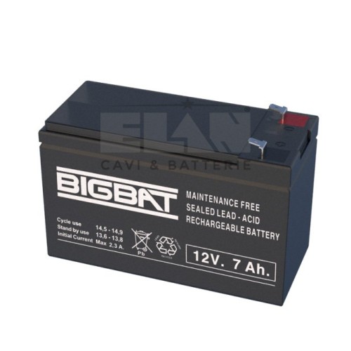 BIGBAT LEAD - ACID Rechargable Battery 12V. - 7Ah.