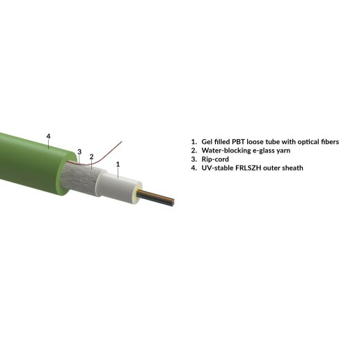 R&M Fiber Optic Cable 24 core Single Mode, G657A1, green, Dca  R855651
